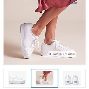 KEDS Triple Kick Leather Platform White Sneakers Size 8